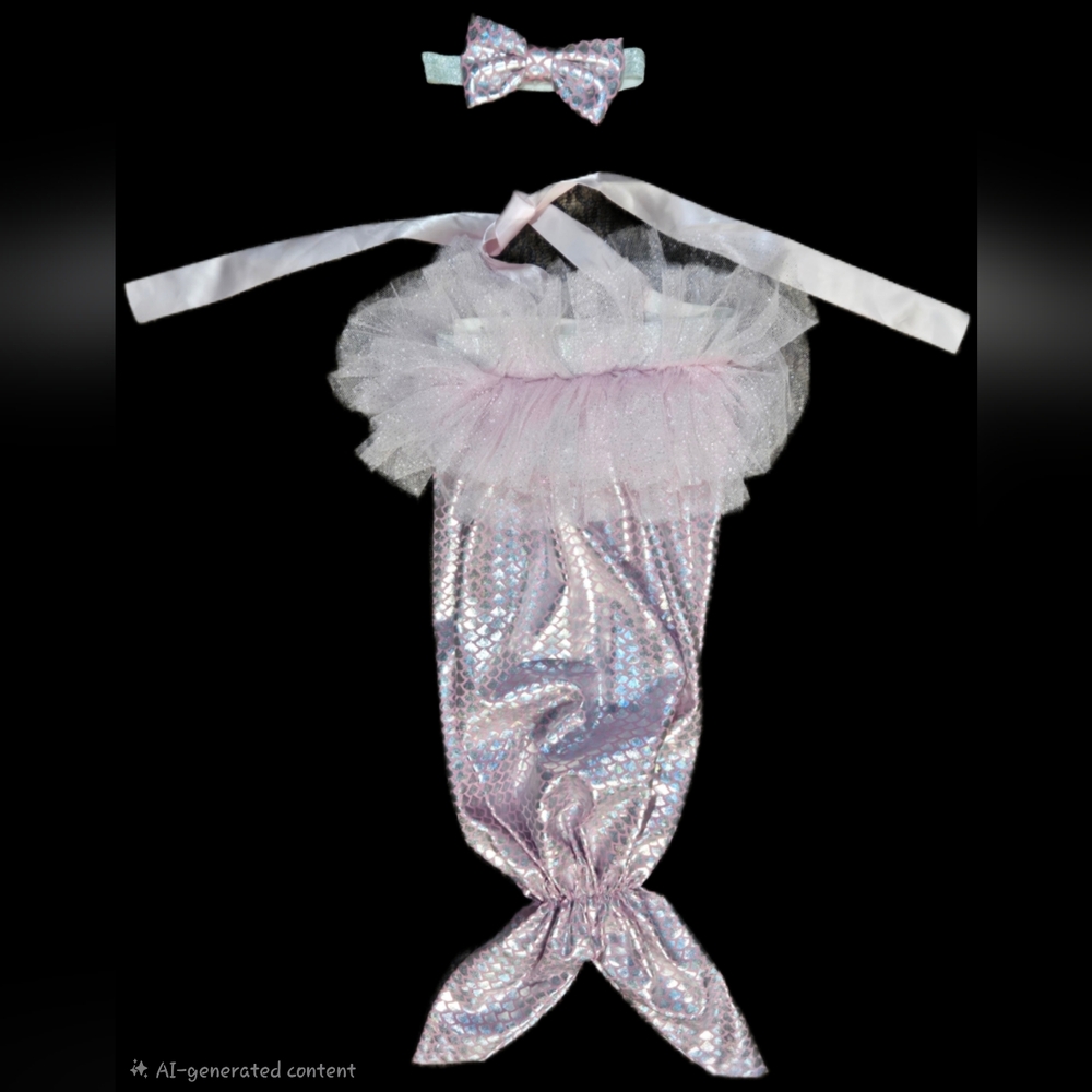 0-12 Month Shimmering Pink Mermaid Outfit For Photos